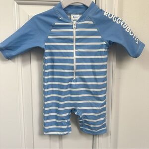 Rugged Butts blue rash guard swimsuit 0-3m